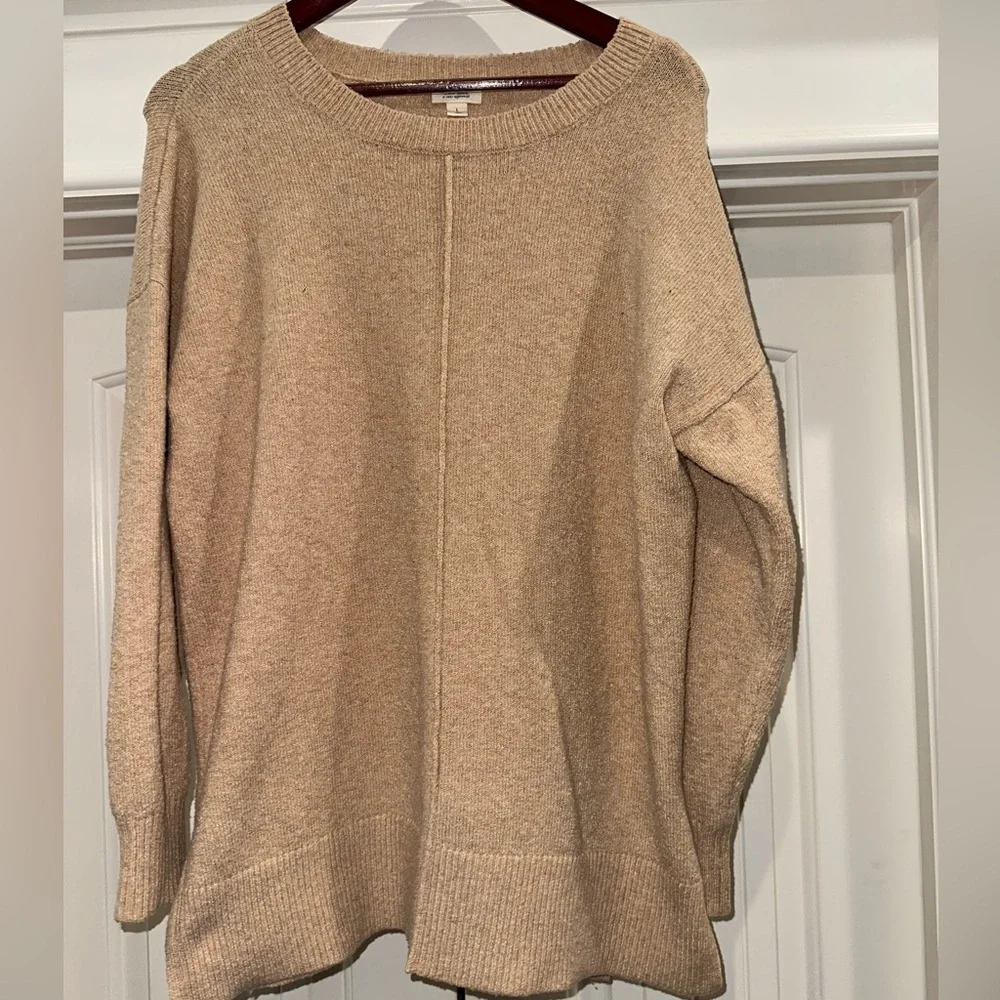 a.n.a. Front Seam Sweater | Large Tan Knit Top - Picture 1 of 6